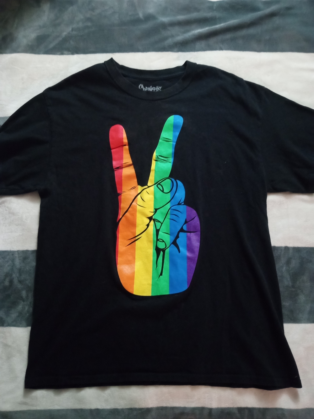Spencer's Black Graphic Logo Tee with White Print